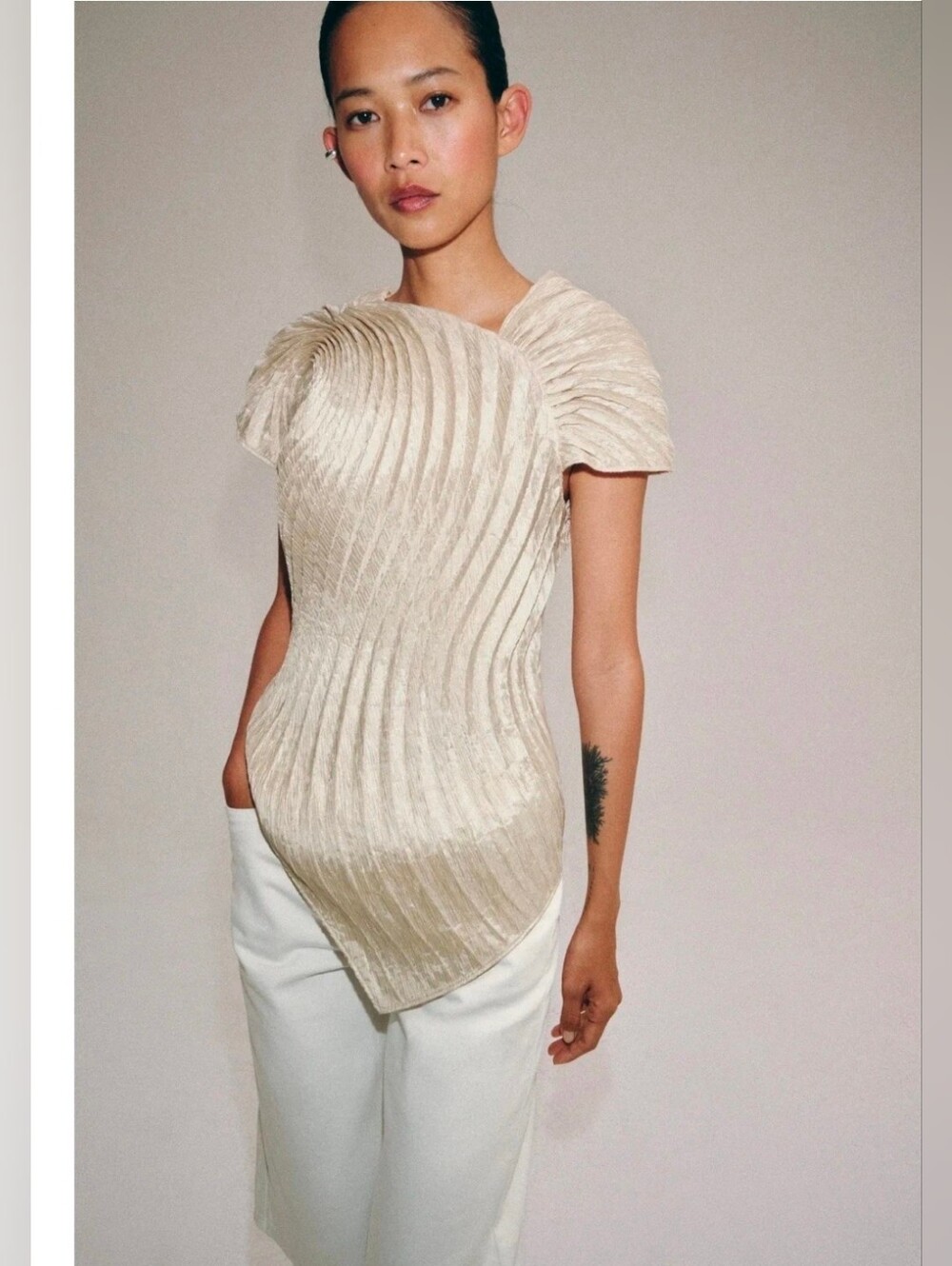 Sz M Zara New ZW COLLECTION PLEATED TOP